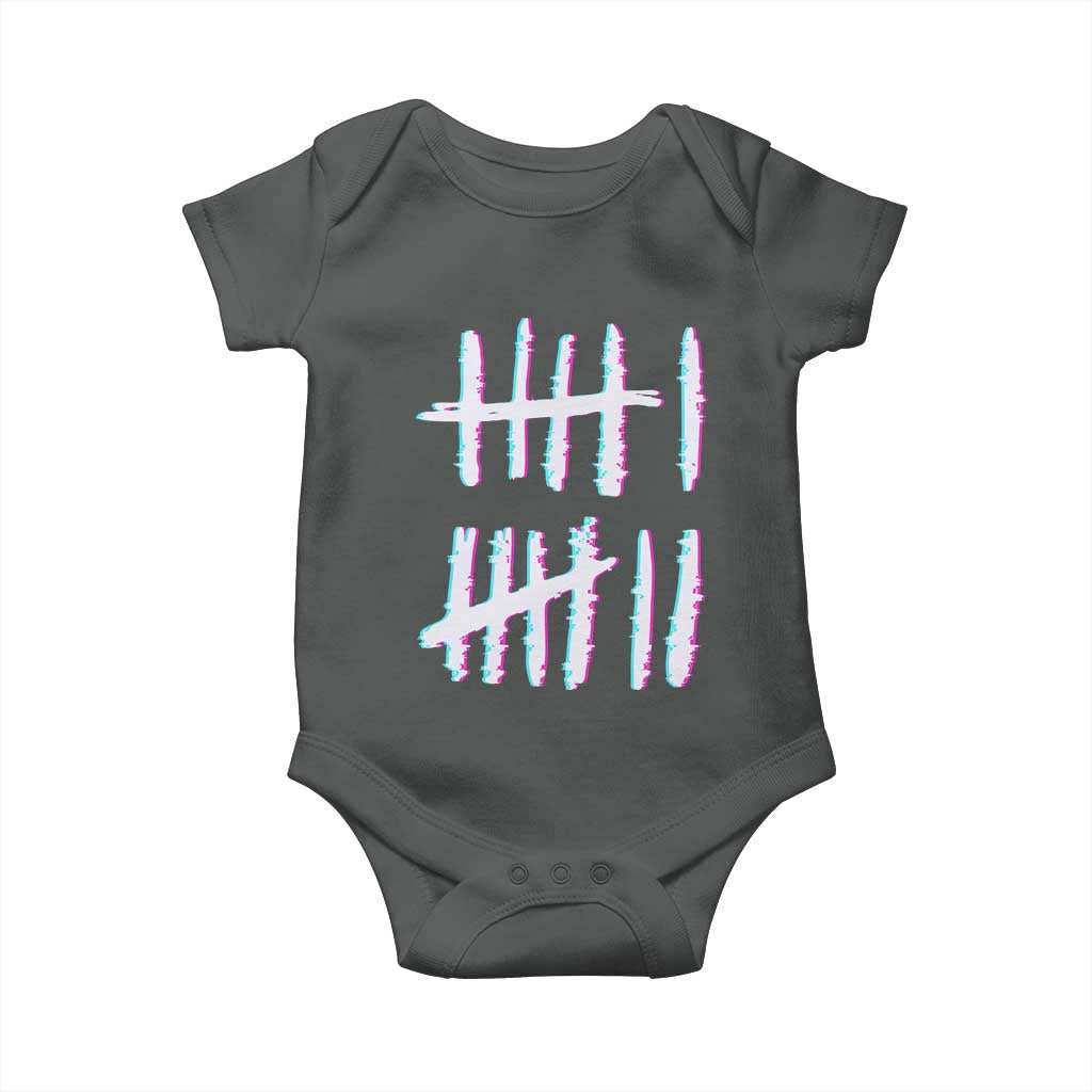 Tally Marks Six Seven Meme Baby Onesie Glitch Optical Illusion TS12 Dark Heather Print Your Wear