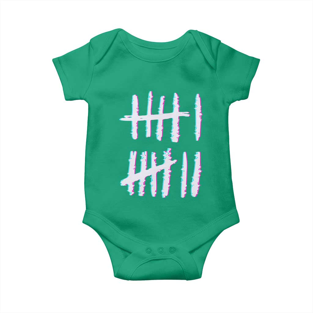 Tally Marks Six Seven Meme Baby Onesie Glitch Optical Illusion TS12 Irish Green Print Your Wear