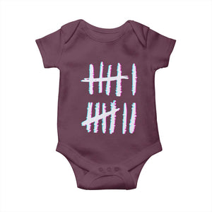 Tally Marks Six Seven Meme Baby Onesie Glitch Optical Illusion TS12 Maroon Print Your Wear