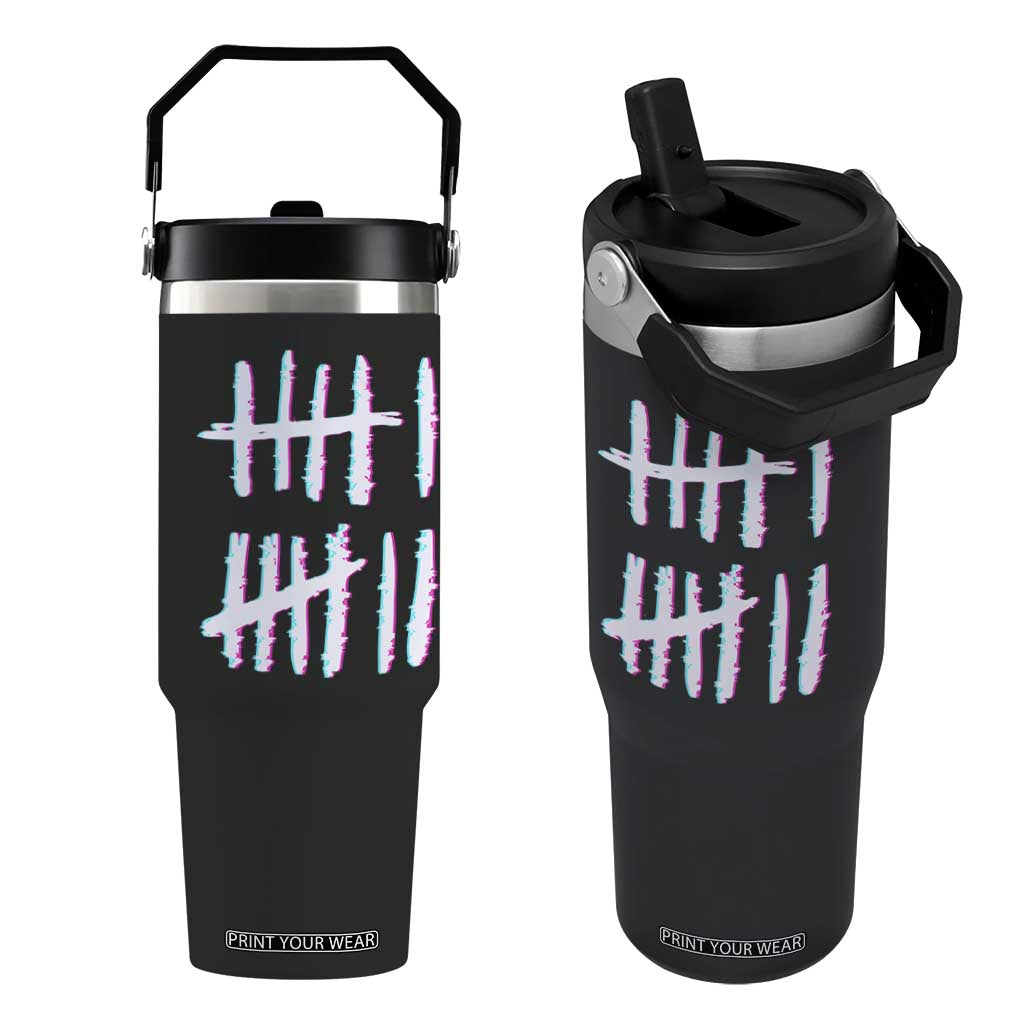 Tally Marks Six Seven Meme Flip Straw Tumbler Glitch Optical Illusion TS12 One Size: 30 oz Black Print Your Wear
