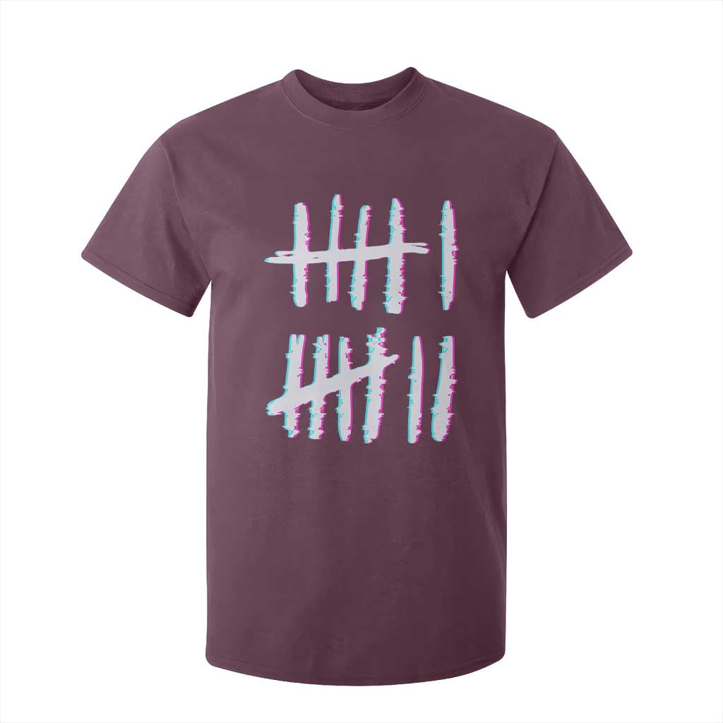 Tally Marks Six Seven Meme T Shirt For Kid Glitch Optical Illusion TS12 Maroon Print Your Wear