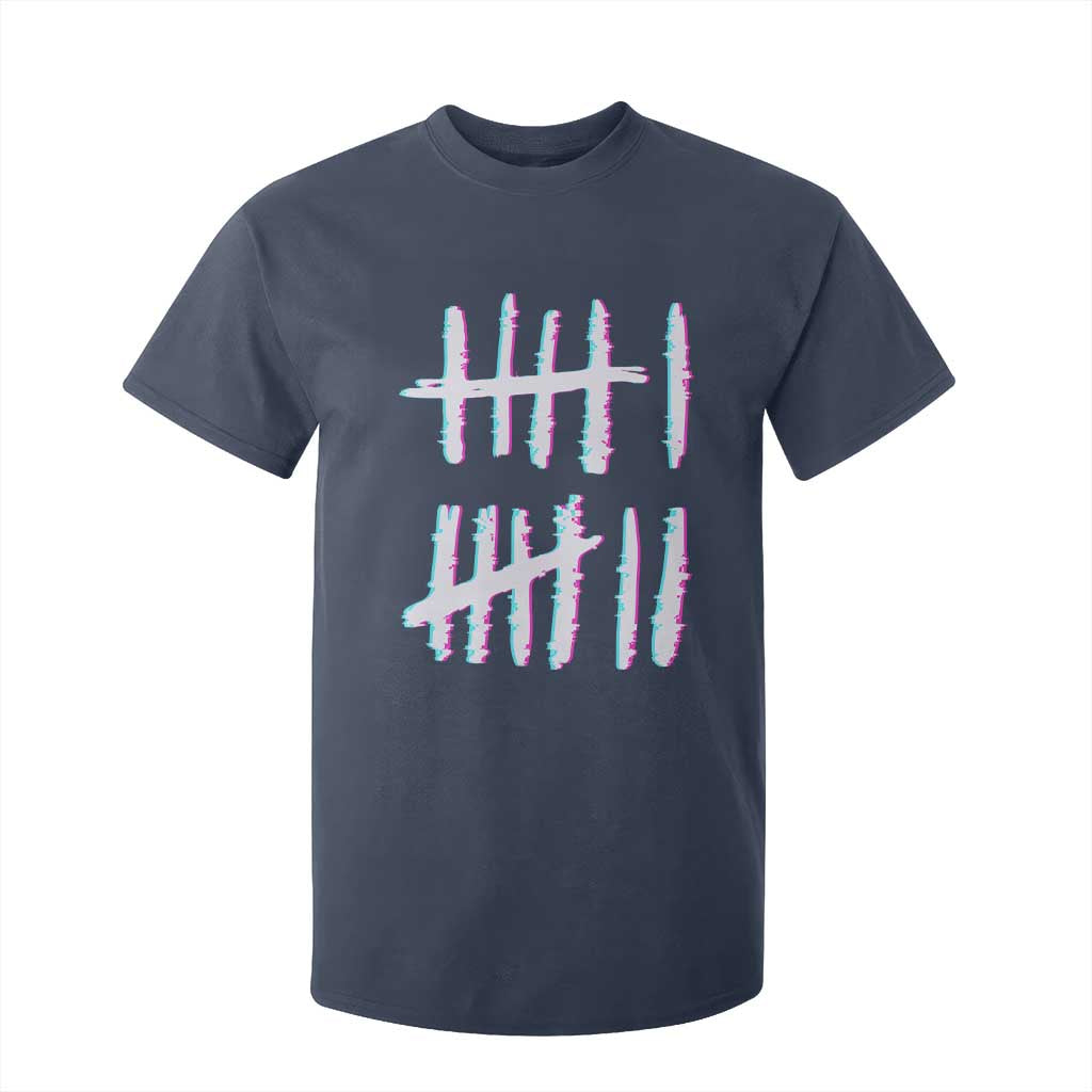 Tally Marks Six Seven Meme T Shirt For Kid Glitch Optical Illusion TS12 Navy Print Your Wear