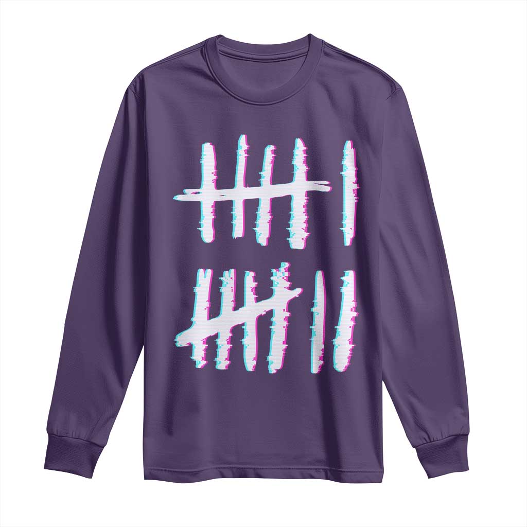 Tally Marks Six Seven Meme Long Sleeve Shirt Glitch Optical Illusion TS12 Purple Print Your Wear