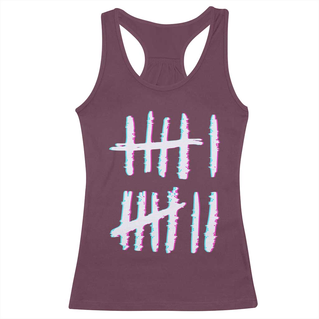 Tally Marks Six Seven Meme Racerback Tank Top Glitch Optical Illusion TS12 Maroon Print Your Wear