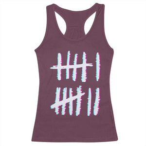 Tally Marks Six Seven Meme Racerback Tank Top Glitch Optical Illusion TS12 Maroon Print Your Wear
