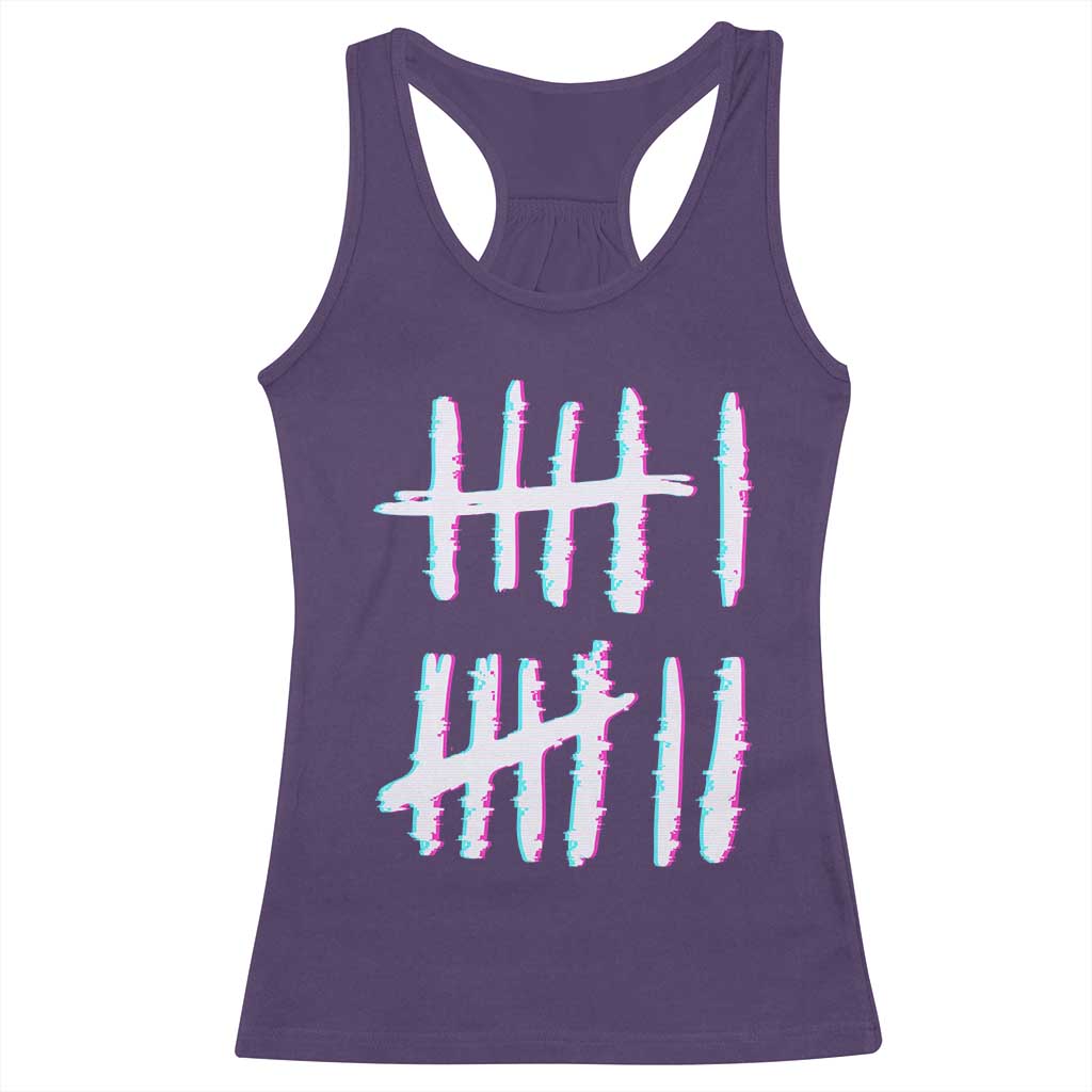 Tally Marks Six Seven Meme Racerback Tank Top Glitch Optical Illusion TS12 Purple Print Your Wear