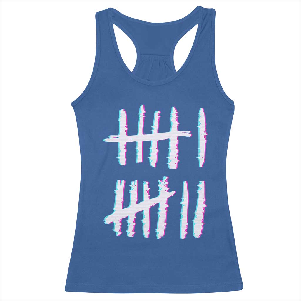 Tally Marks Six Seven Meme Racerback Tank Top Glitch Optical Illusion TS12 Royal Blue Print Your Wear