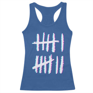 Tally Marks Six Seven Meme Racerback Tank Top Glitch Optical Illusion TS12 Royal Blue Print Your Wear