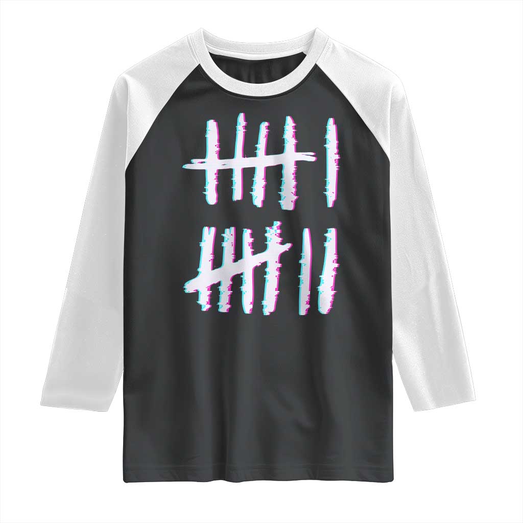 Tally Marks Six Seven Meme Raglan Shirt Glitch Optical Illusion TS12 Black White Print Your Wear