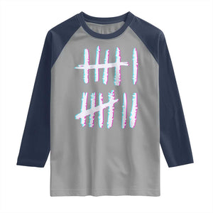 Tally Marks Six Seven Meme Raglan Shirt Glitch Optical Illusion TS12 Sport Gray Navy Print Your Wear