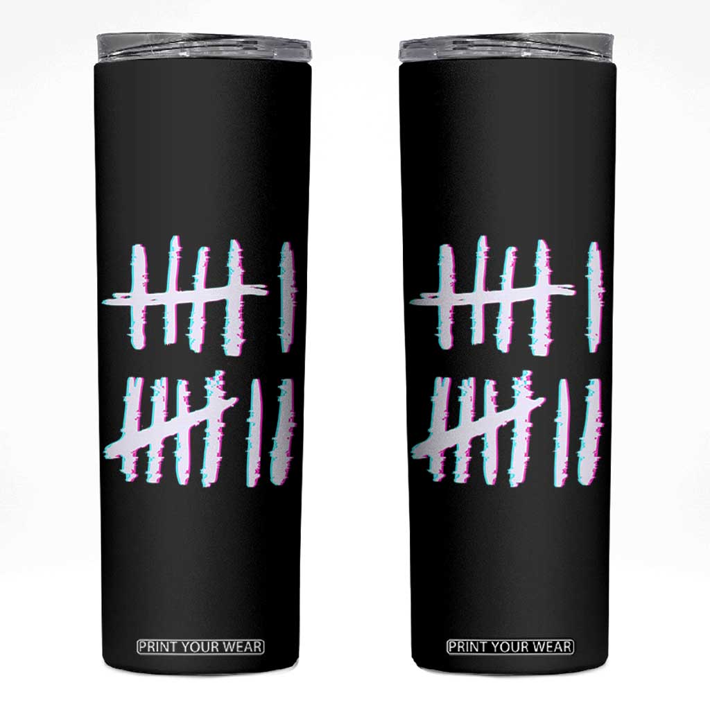 Tally Marks Six Seven Meme Skinny Tumbler Glitch Optical Illusion TS12 Black Print Your Wear