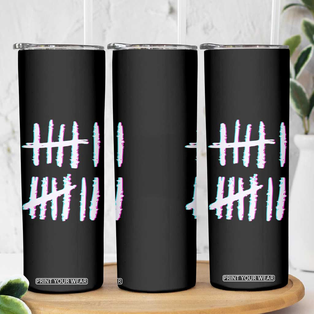 Tally Marks Six Seven Meme Skinny Tumbler Glitch Optical Illusion TS12 Print Your Wear