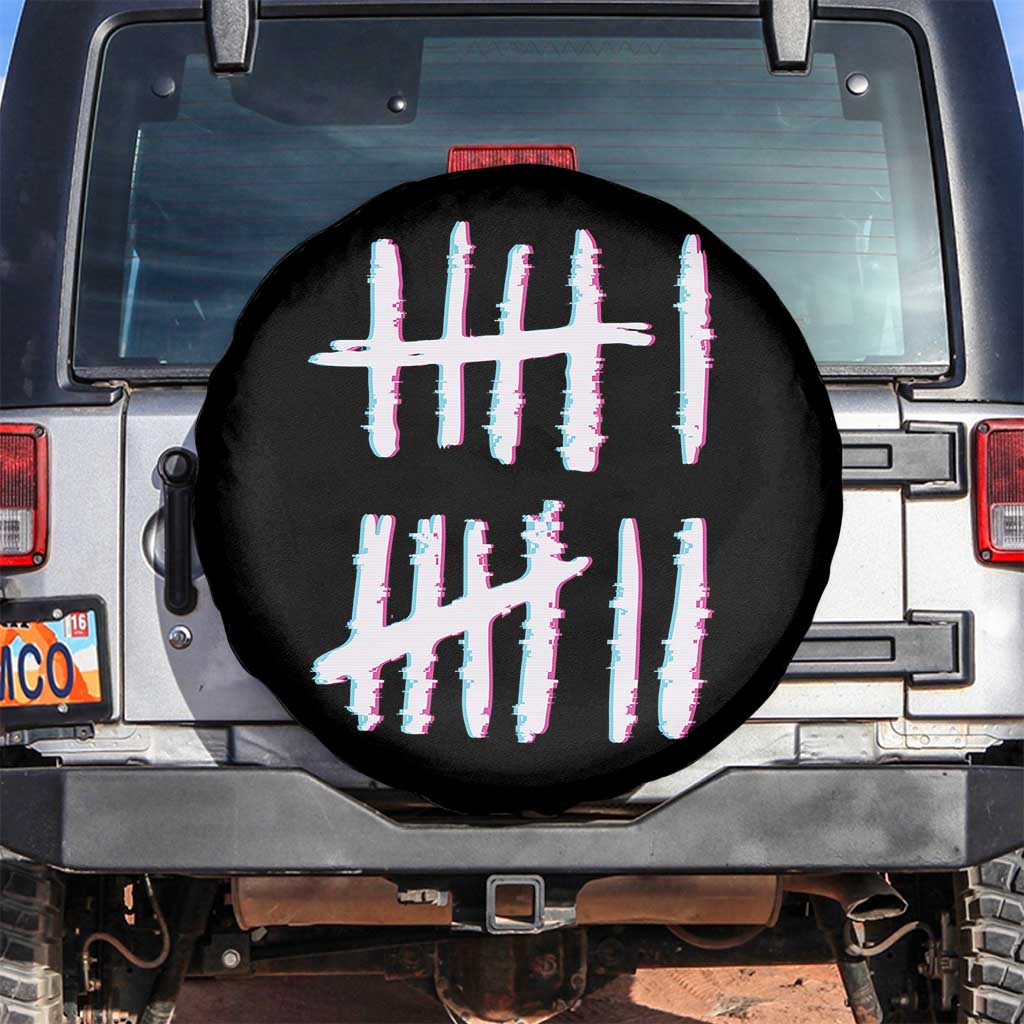 Tally Marks Six Seven Meme Spare Tire Cover Glitch Optical Illusion TS12 No hole Black Print Your Wear