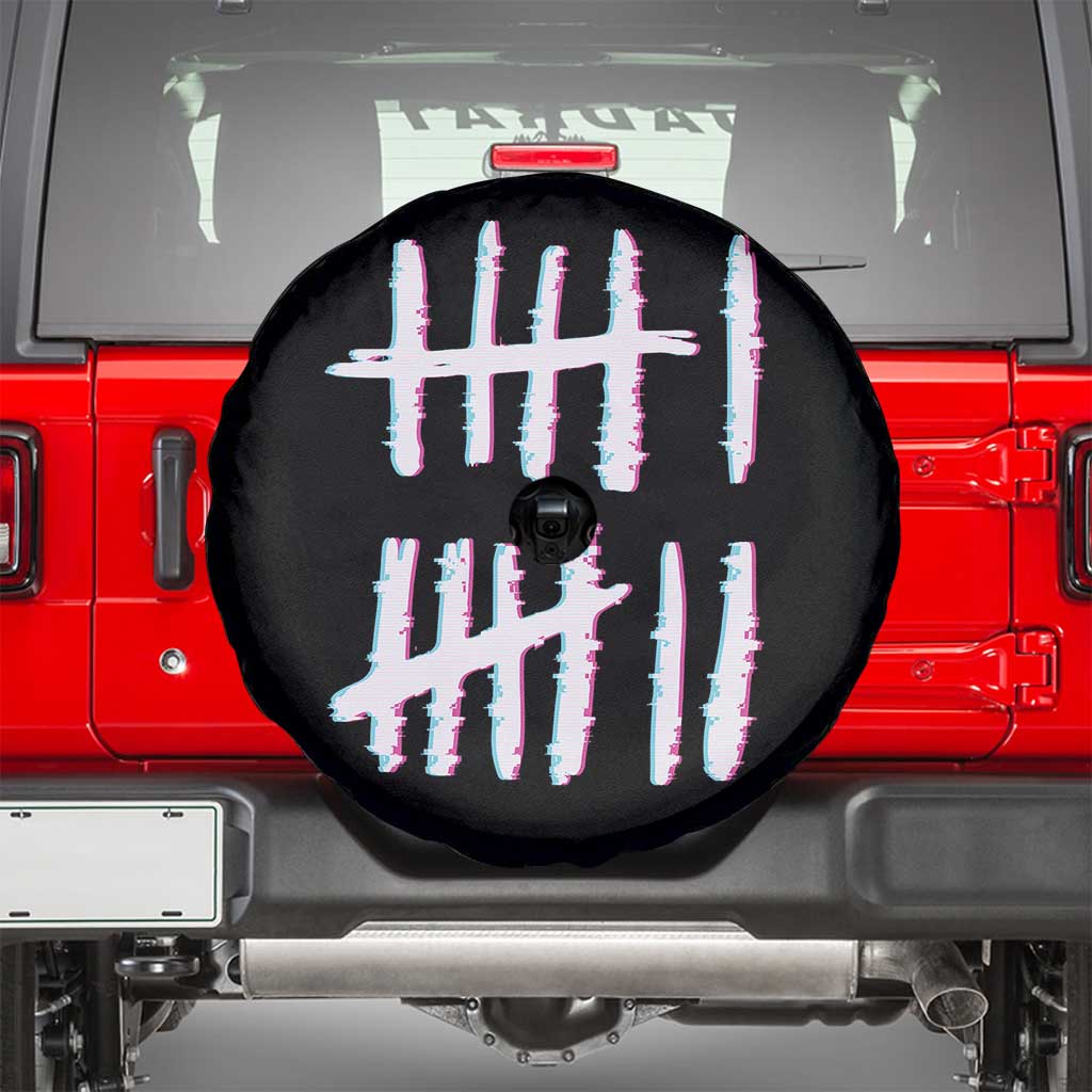 Tally Marks Six Seven Meme Spare Tire Cover Glitch Optical Illusion TS12 Black Print Your Wear