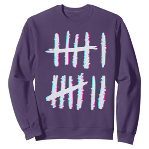 Tally Marks Six Seven Meme Sweatshirt Glitch Optical Illusion TS12 Purple Print Your Wear