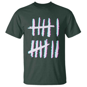 Tally Marks Six Seven Meme T Shirt Glitch Optical Illusion TS12 Dark Forest Green Print Your Wear