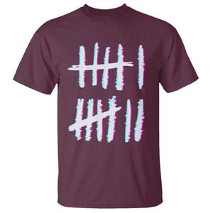 Tally Marks Six Seven Meme T Shirt Glitch Optical Illusion TS12 Maroon Print Your Wear