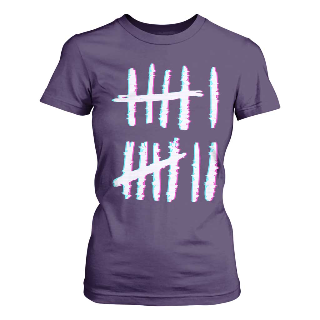Tally Marks Six Seven Meme T Shirt For Women Glitch Optical Illusion TS12 Purple Print Your Wear