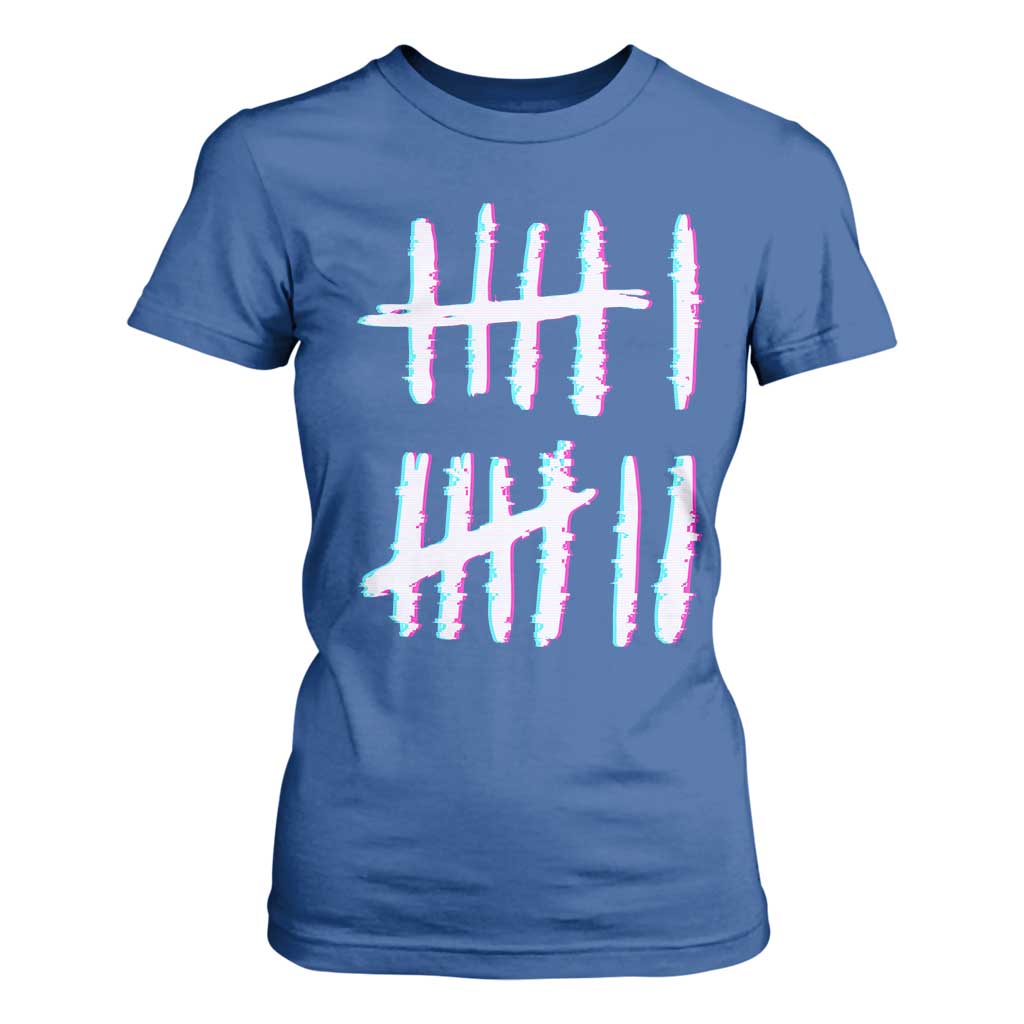Tally Marks Six Seven Meme T Shirt For Women Glitch Optical Illusion TS12 Royal Blue Print Your Wear