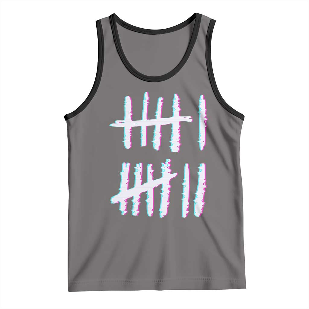 Tally Marks Six Seven Meme Tank Top Glitch Optical Illusion TS12 Deep Heather Black Print Your Wear