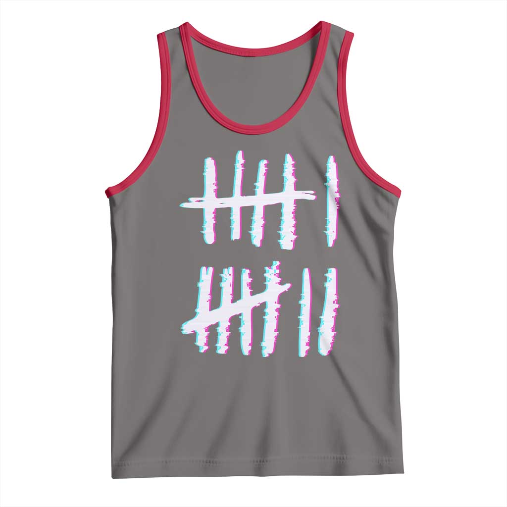 Tally Marks Six Seven Meme Tank Top Glitch Optical Illusion TS12 Deep Heather Red Print Your Wear