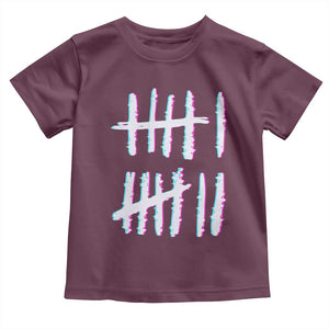 Tally Marks Six Seven Meme Toddler T Shirt Glitch Optical Illusion TS12 Maroon Print Your Wear