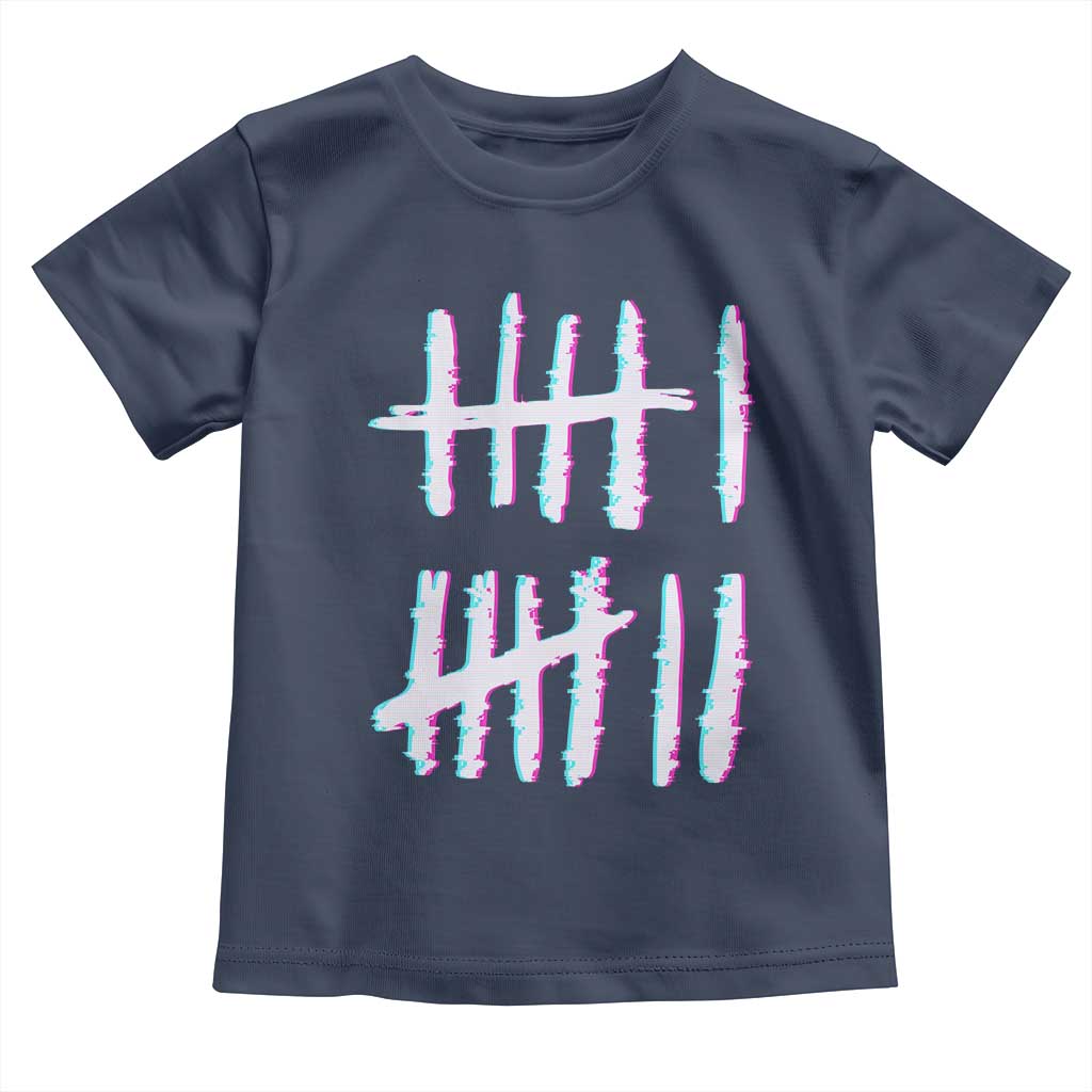 Tally Marks Six Seven Meme Toddler T Shirt Glitch Optical Illusion TS12 Navy Print Your Wear