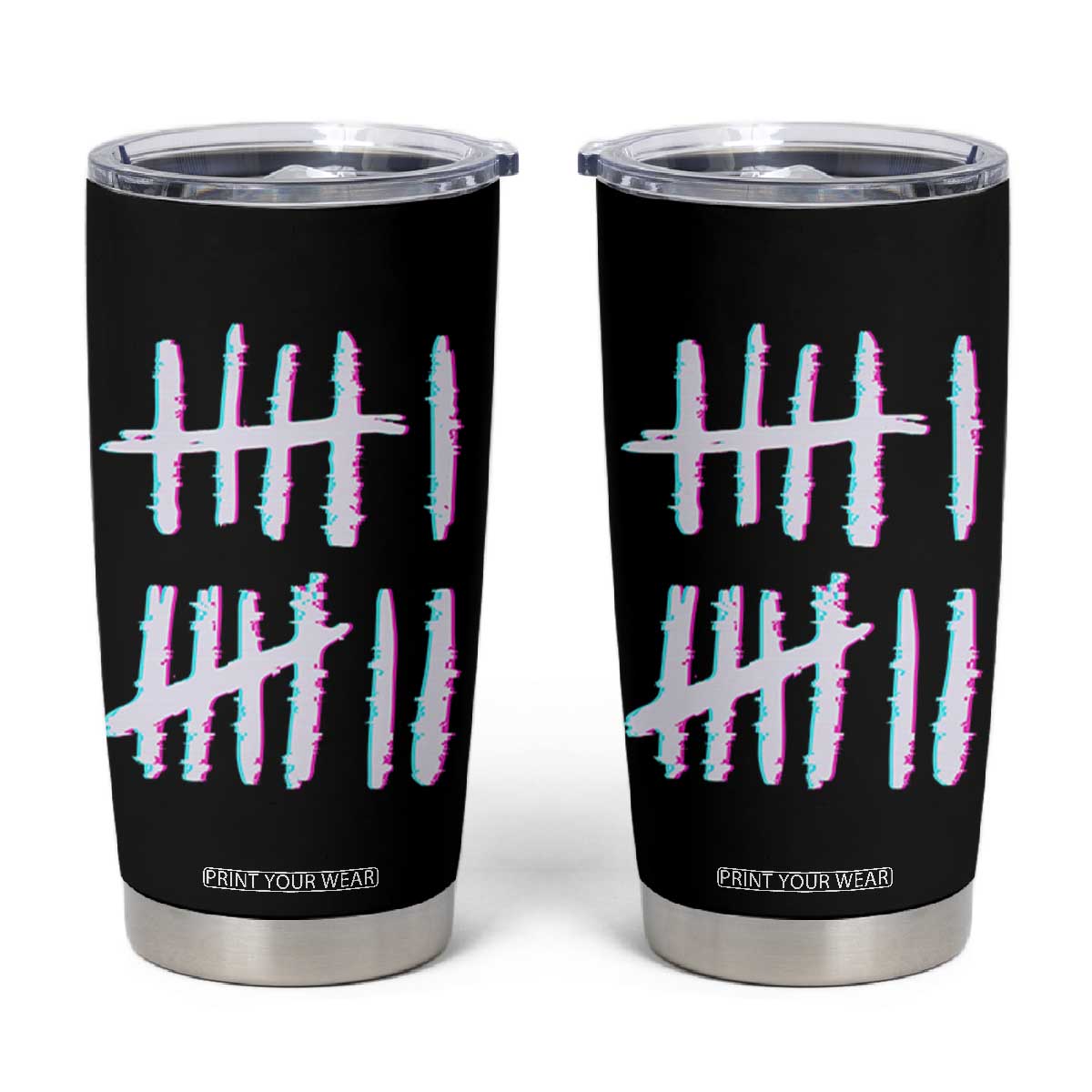 Tally Marks Six Seven Meme Tumbler Cup Glitch Optical Illusion TS12 Black Print Your Wear
