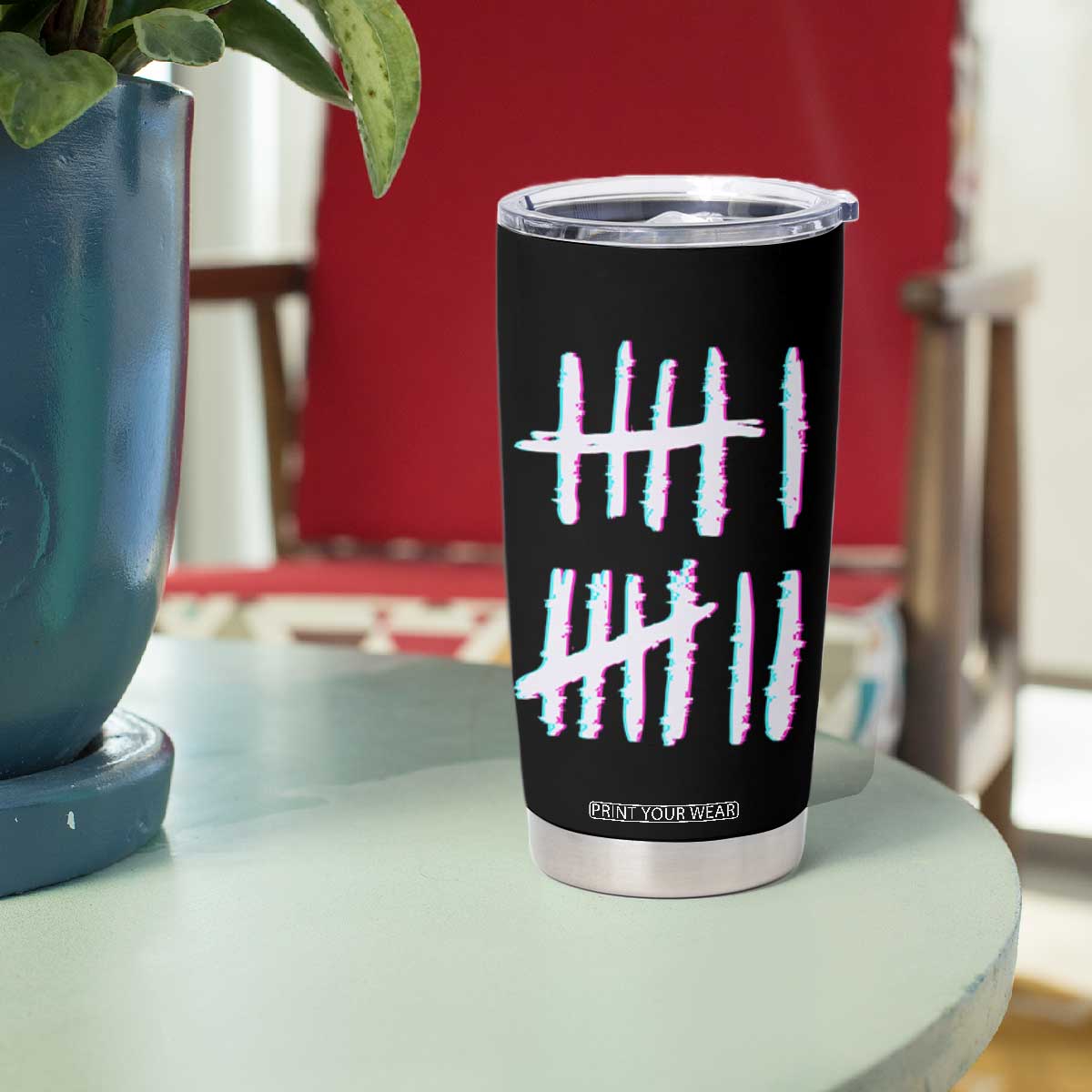 Tally Marks Six Seven Meme Tumbler Cup Glitch Optical Illusion TS12 Print Your Wear