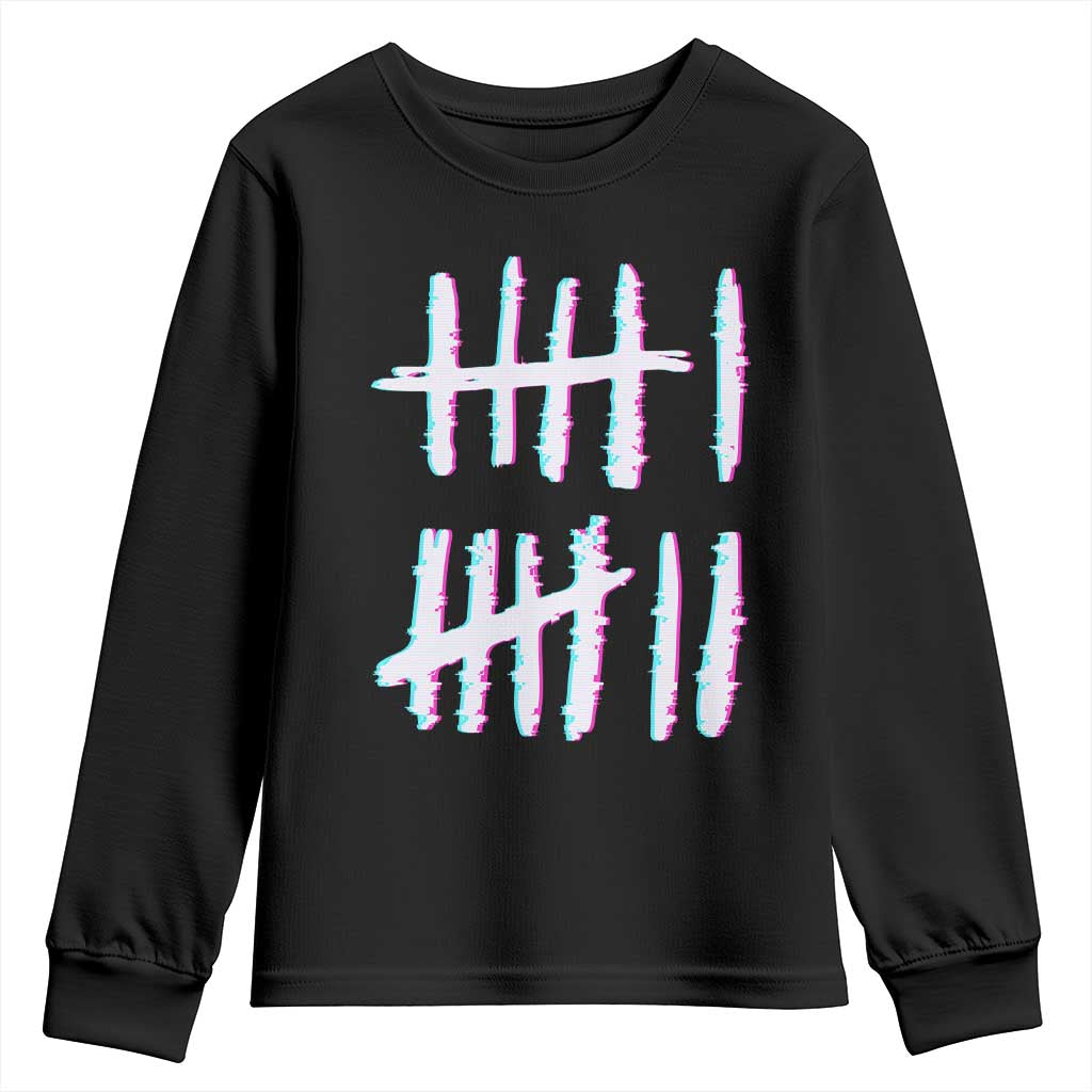 Tally Marks Six Seven Meme Youth Sweatshirt Glitch Optical Illusion TS12 Black Print Your Wear