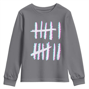 Tally Marks Six Seven Meme Youth Sweatshirt Glitch Optical Illusion TS12 Charcoal Print Your Wear