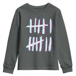 Tally Marks Six Seven Meme Youth Sweatshirt Glitch Optical Illusion TS12 Dark Heather Print Your Wear