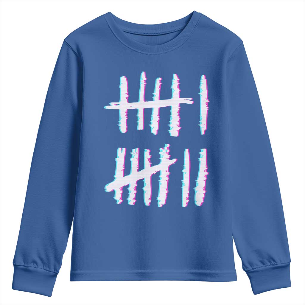 Tally Marks Six Seven Meme Youth Sweatshirt Glitch Optical Illusion TS12 Royal Blue Print Your Wear