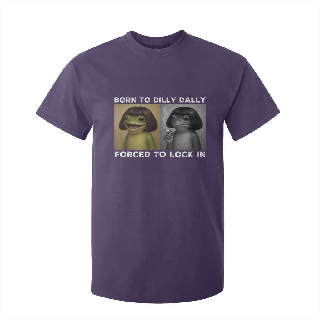 Funny Frog Bob Haircut T Shirt For Kid Born To Dilly Dally Forced To Lock In TS12 Purple Print Your Wear