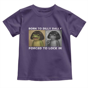 Funny Frog Bob Haircut Toddler T Shirt Born To Dilly Dally Forced To Lock In TS12 Purple Print Your Wear
