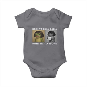 Funny Frog Meme Baby Onesie Dilly Dally Lock In Meme TS12 Charcoal Print Your Wear