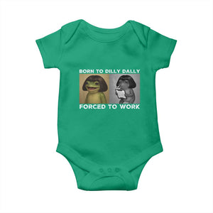 Funny Frog Meme Baby Onesie Dilly Dally Lock In Meme TS12 Irish Green Print Your Wear