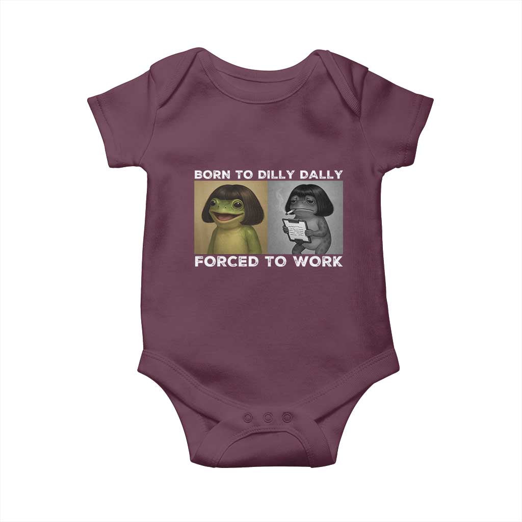 Funny Frog Meme Baby Onesie Dilly Dally Lock In Meme TS12 Maroon Print Your Wear