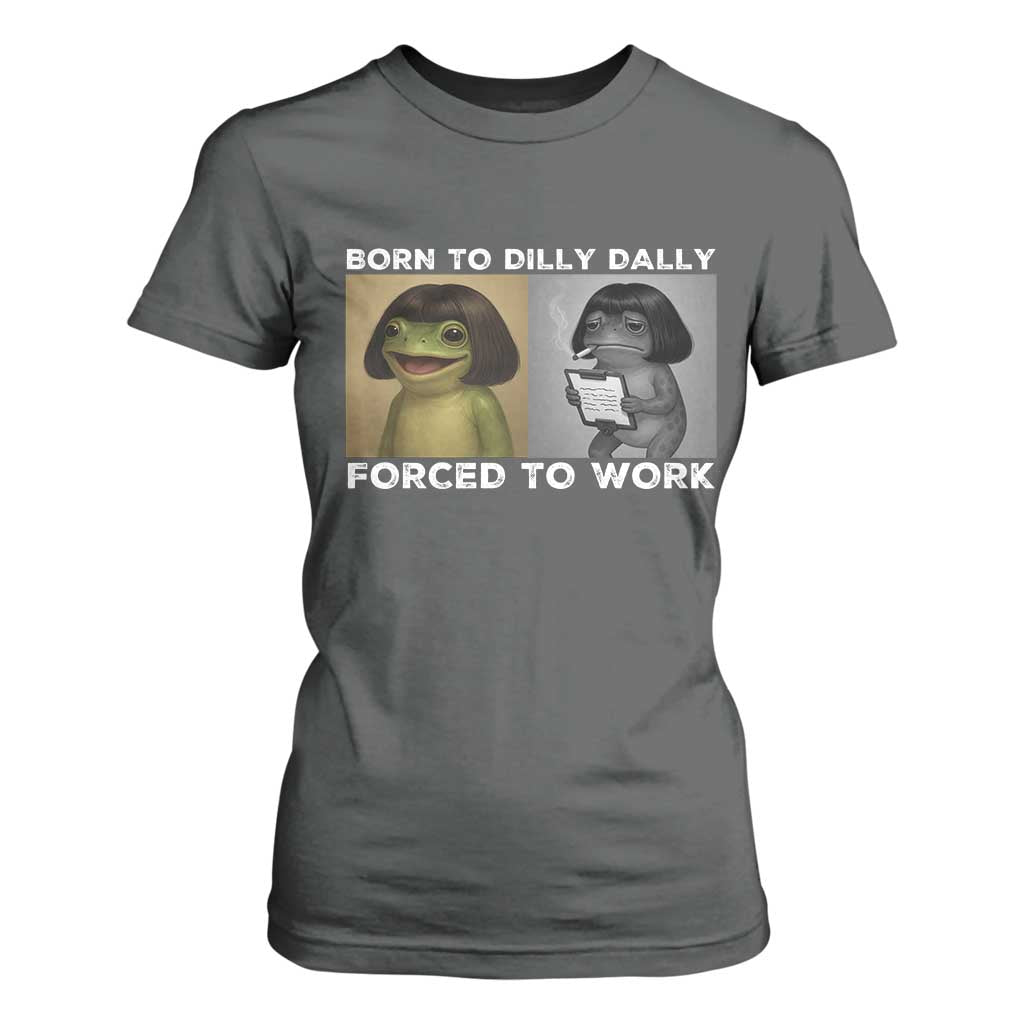 Funny Frog Meme T Shirt For Women Dilly Dally Lock In Meme TS12 Dark Heather Print Your Wear