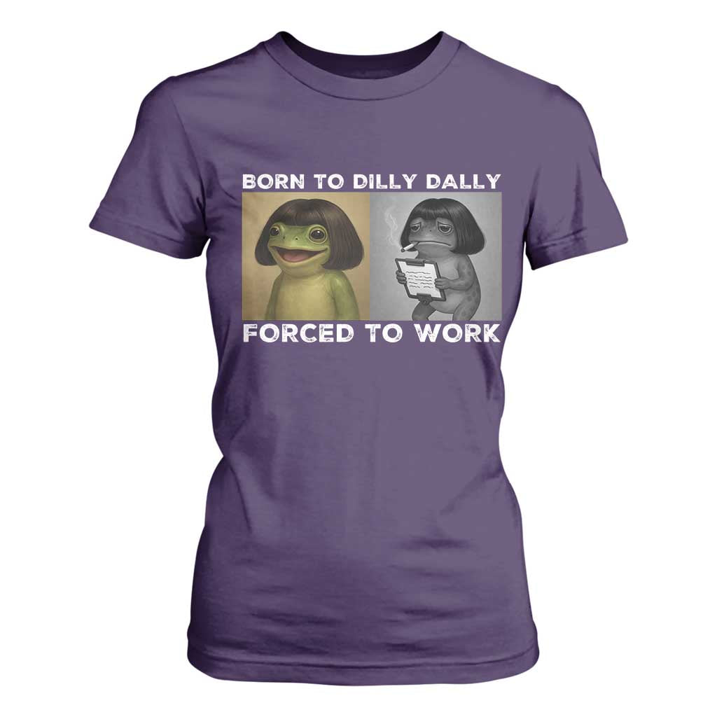 Funny Frog Meme T Shirt For Women Dilly Dally Lock In Meme TS12 Purple Print Your Wear