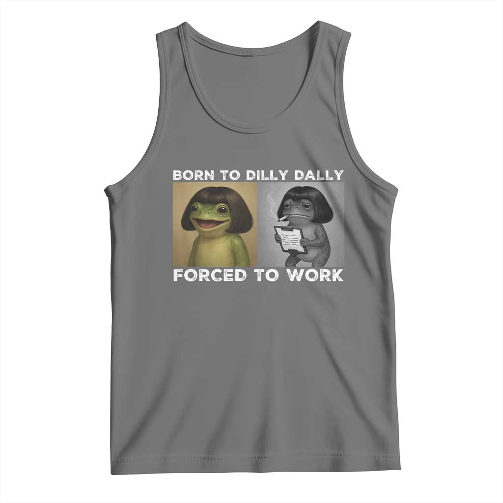Funny Frog Meme Tank Top Dilly Dally Lock In Meme TS12 Black Heather Print Your Wear