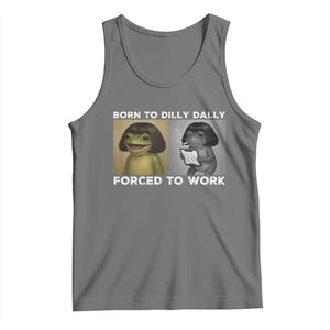 Funny Frog Meme Tank Top Dilly Dally Lock In Meme TS12 Black Heather Print Your Wear