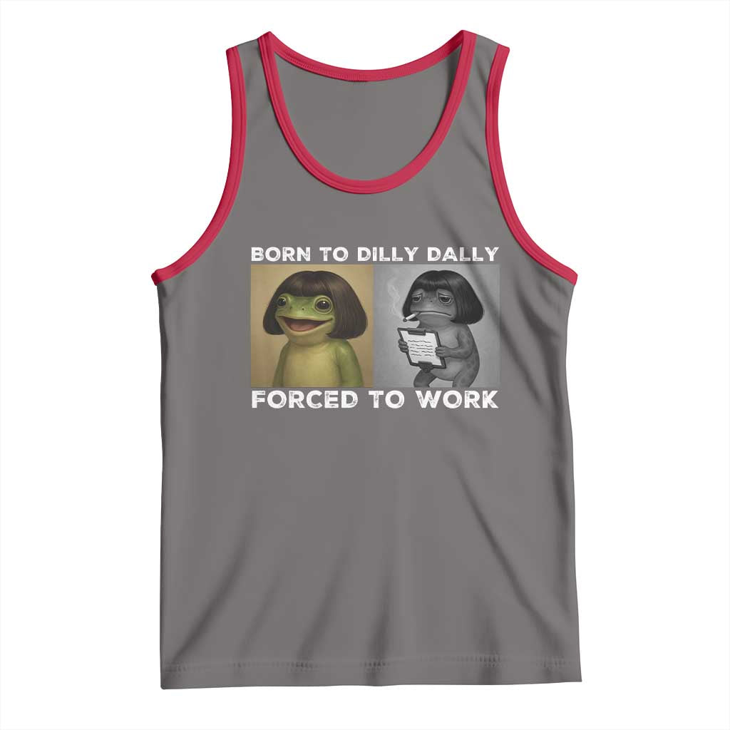Funny Frog Meme Tank Top Dilly Dally Lock In Meme TS12 Deep Heather Red Print Your Wear