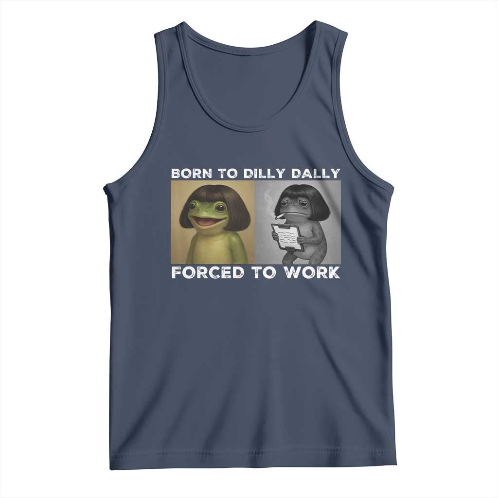 Funny Frog Meme Tank Top Dilly Dally Lock In Meme TS12 Navy Print Your Wear