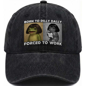 Funny Frog Meme Washed Cotton Baseball Cap Dilly Dally Lock In Meme TS12 Print Your Wear
