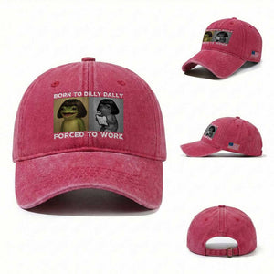 Funny Frog Meme Washed Cotton Baseball Cap Dilly Dally Lock In Meme TS12 Washed Cap Universal Fit Red Print Your Wear