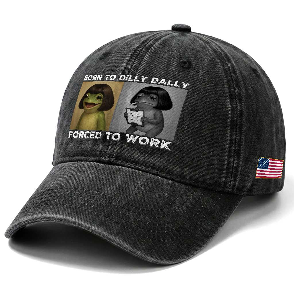 Funny Frog Meme Washed Cotton Baseball Cap Dilly Dally Lock In Meme TS12 Print Your Wear