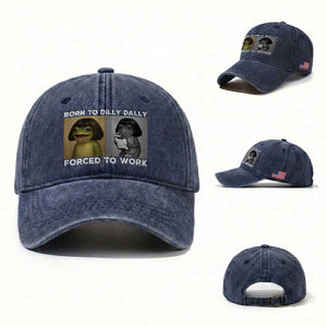Funny Frog Meme Washed Cotton Baseball Cap Dilly Dally Lock In Meme TS12 Washed Cap Universal Fit Navy Print Your Wear