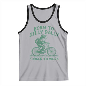 Born To Dilly Dally Forced To Work Tank Top Funny Frog Meme TS12 Athletic Heather Black Print Your Wear