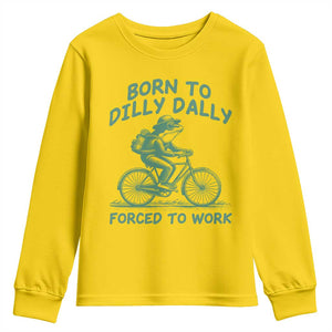 Born To Dilly Dally Forced To Work Youth Sweatshirt Funny Frog Meme TS12 Daisy Print Your Wear